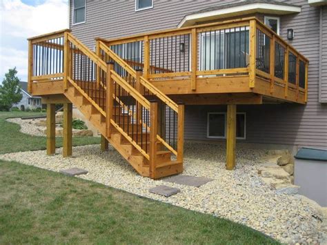 Best Deck Railing Ideas With Black Metal Balustrade For Medium Sized