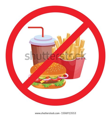 Fast Food Danger Stop Hamburger Cola Stock Vector Royalty Free