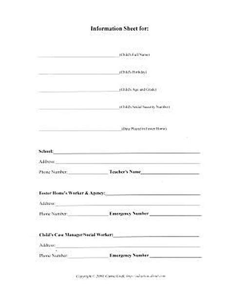 Foster Care Record Keeping Printable Worksheets Foster Care Foster