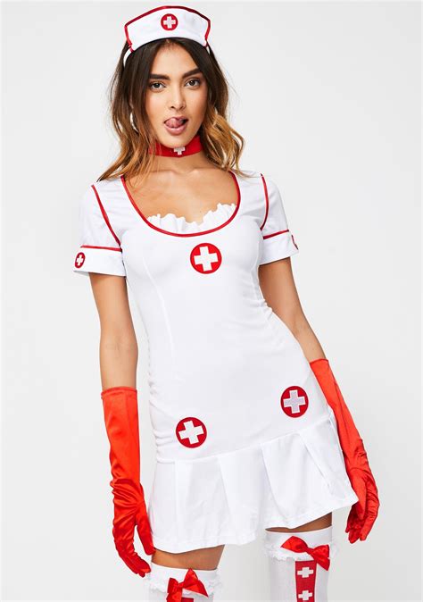 Halloween Sexy Nurse Dress Costume Set White Red Dolls Kill