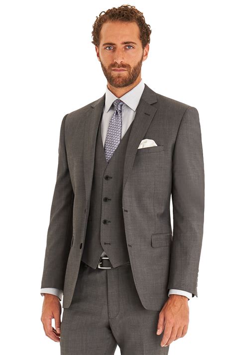 Moss 1851 Tailored Fit Grey Tonic Jacket Jackets Plus Size Mens