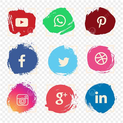 Watercolor Social Media Icon Set Shape Frame Line Png And Vector