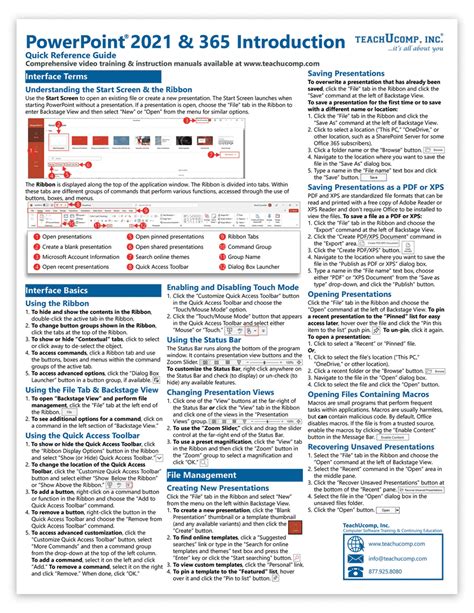 Microsoft Powerpoint 2021 And 365 Introductory Quick Reference Guide