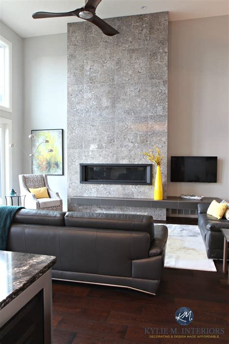 Contemporary Fireplace Design With Tile And Linear Gas Insert With