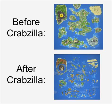 This Is My World Before And After Using Crabzilla Worldbox