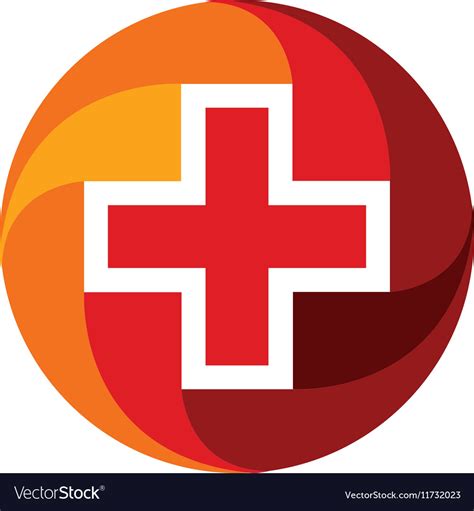 Red Medical Cross Logo Round Shape Logotype Vector Image