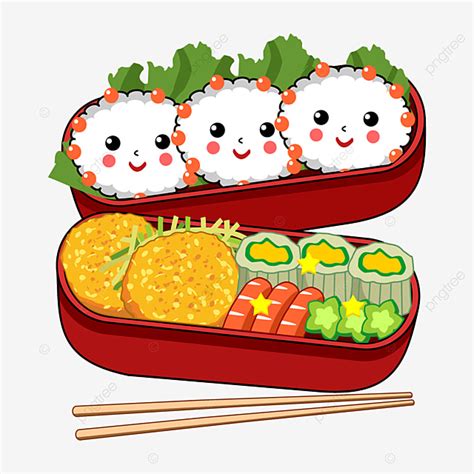 Japanese Lunch Box Vector Png Images Red Japanese Cute Lunch Box