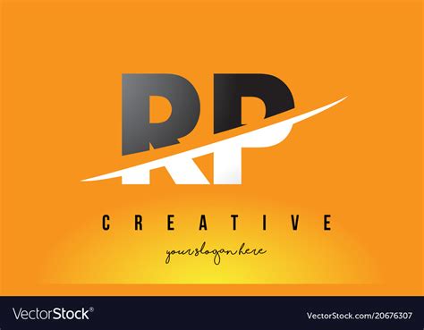 Rp R P Letter Modern Logo Design With Yellow Vector Image