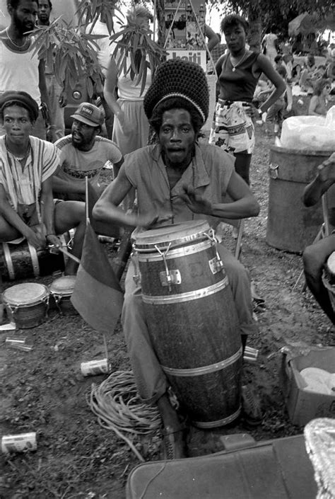 Eddie Massena From Rasta Samba Gynin Playing Conga Drum During Jamaican