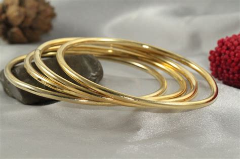 Set Of 3 Stacking Bracelet 14k Gold Handmade Bangle 14k Etsy