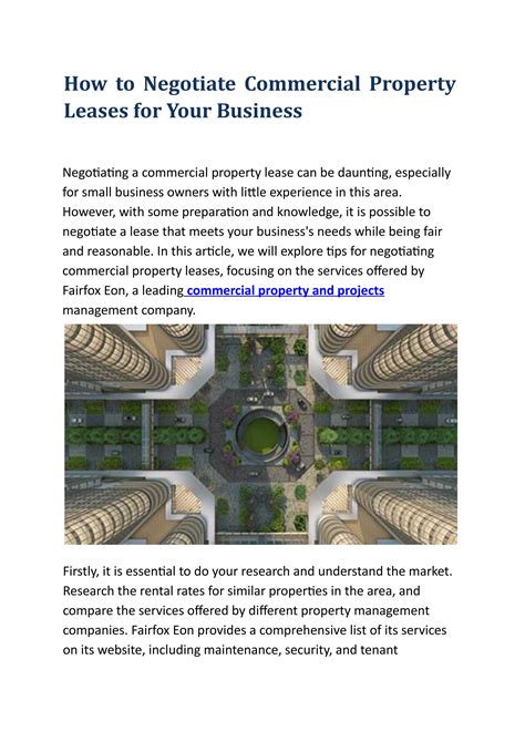 How To Negotiate Commercial Property Leases For Your Business By Fairfox Eon Issuu