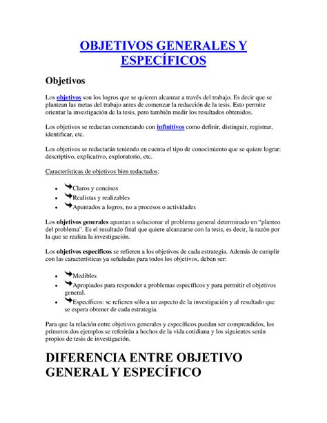 Objetivos Generales Y Espec Ficos Objetivos Generales Y Espec Ficos