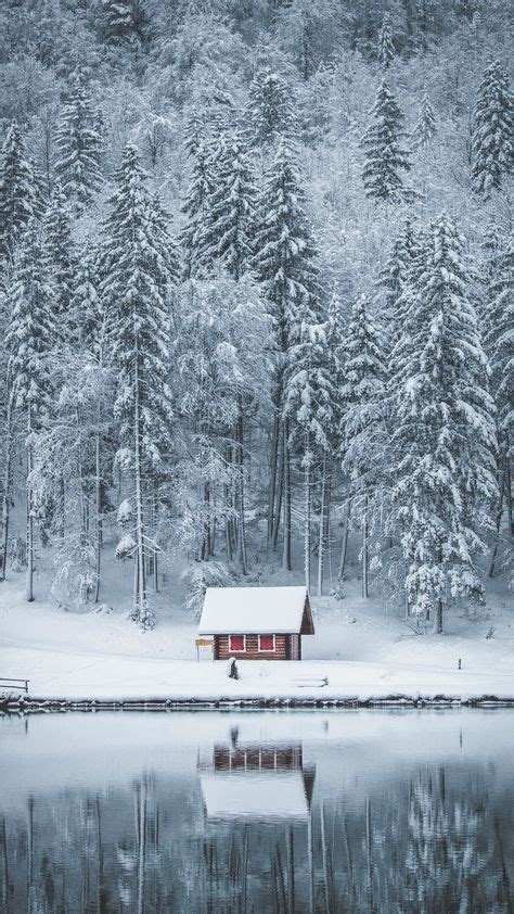 1080x1920 Winter House Lake Frozen Lake Forest Nature Wallpaper