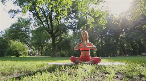 Pretty Girl Doing Yoga And Pilates In The Park In The Sunny Morning Fitness Girl Training