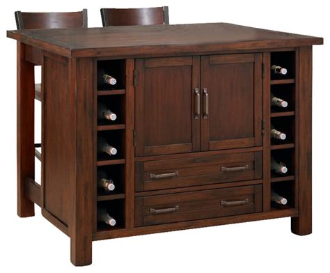 Home Styles Cabin Creek Kitchen Island With Breakfast Bar And Two