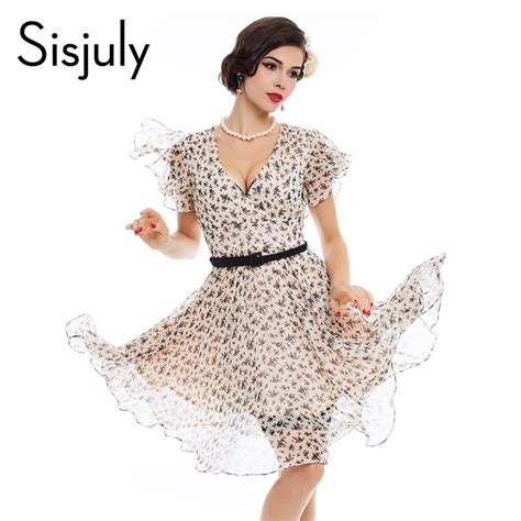 buy sisjuly women vintage dress summer light apricot pin up cute butterfly