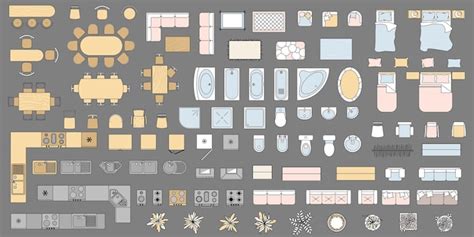 Premium Vector Furniture And Element Top View Set Of Color Icons