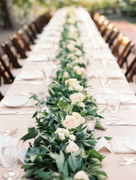 Garland And White Rose Table Runner Centerpiece Taralynn Lawton