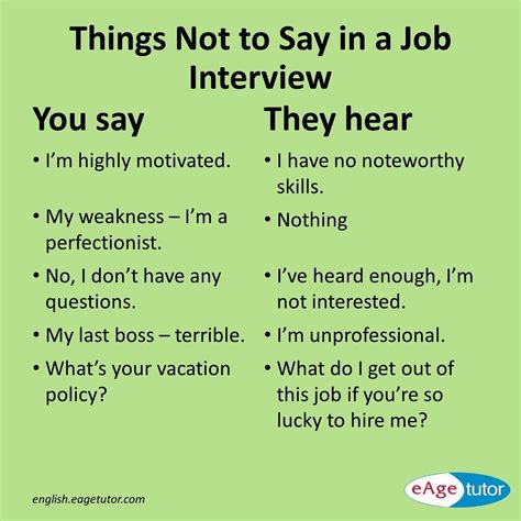 Things Not to Say in a Job Interview | Job interview answers, Job interview, Job interview tips