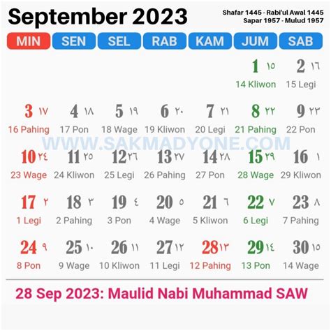 Kalender Jawa September 2023 Lengkap Dengan Weton