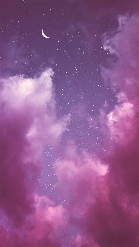 1080p Free Download Sky Clouds Moon Purple Hd Phone Wallpaper