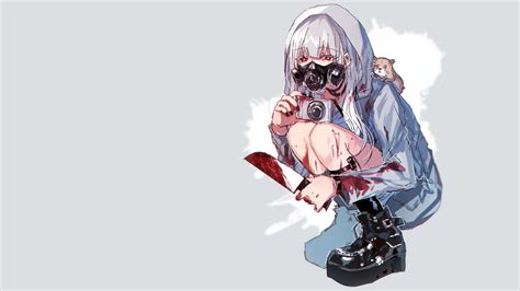 White Hair Anime Manga Anime Girls Simple Background