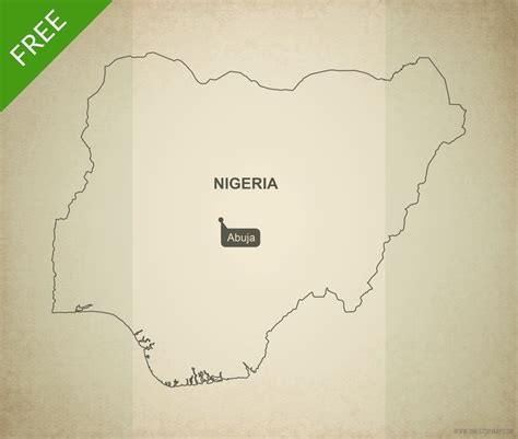 Free Vector Map Of Nigeria Outline One Stop Map Map Vector Map Of
