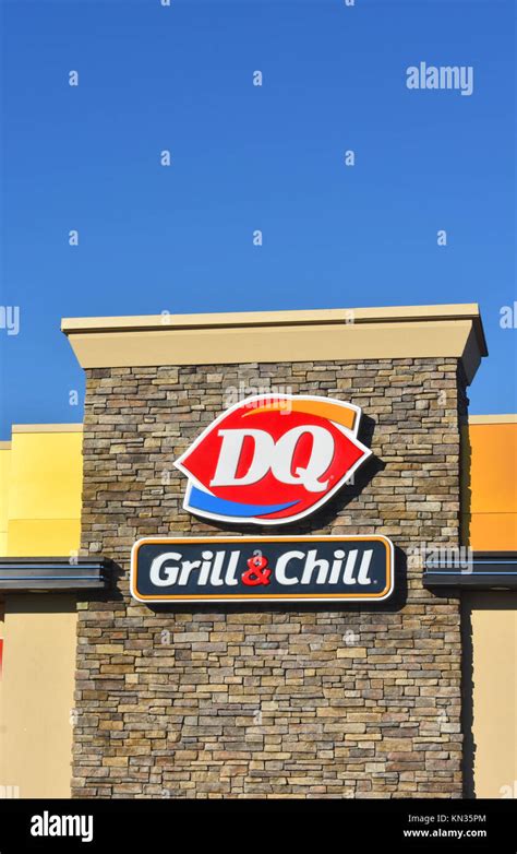 The Dairy Queen Sign With The Dq Logo And Grill And Chill Underneath The