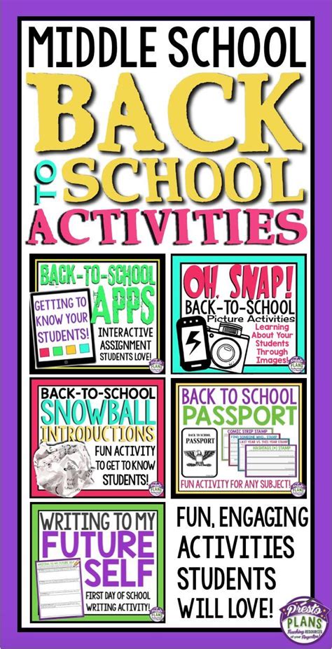 Back To School Activities And Assignments For Middle School School