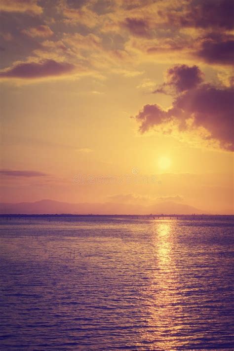 Landscape Of Sea And Beautiful Sky With A Sunset Thailand Vintage