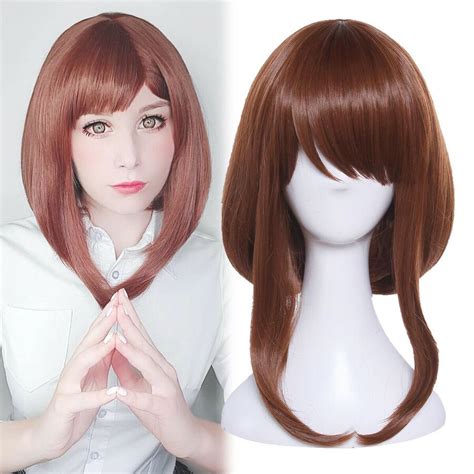 My Hero Academia Ochaco Uraraka Cosplay Wig Brown Straight Bob Style