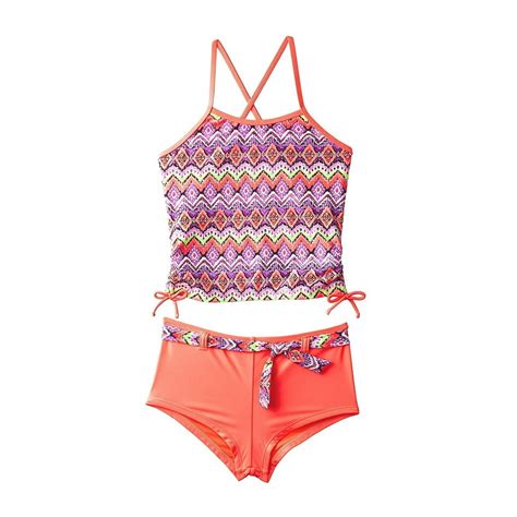 Angel Beach Angel Beach Girls Coral Ikat Tankini Shorts Swimming Suit