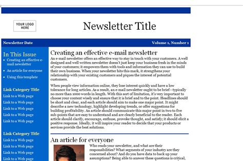 Newsletter Email Template Free Newsletter Email Template