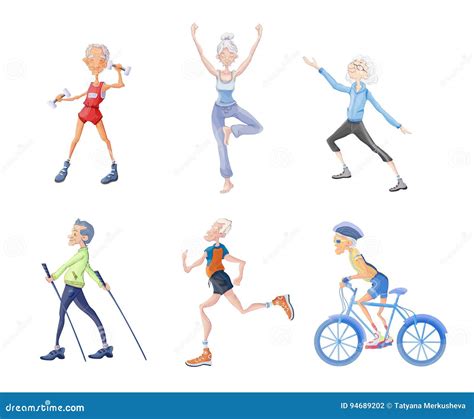 Healthy Lifestyle In Old Age Elderly People Men And Women Go In For