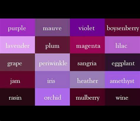 Color Names Purple Color Palettes Best Color Schemes