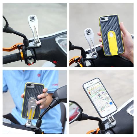 Scooter Mirror Mount Phone Holder Motorcycle Rear View Mobile Phone