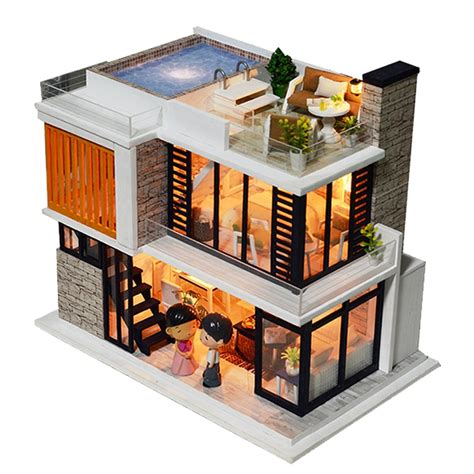 • diy miniature cardboard house build mini colorful house with beautiful outdoor carport & nice gate. Doll House Diy Miniature Wooden Miniaturas Dollhouse ...