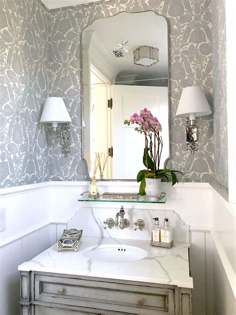 Gorgeous New Gray And White Powder Room Powder Room Ideas Elegant