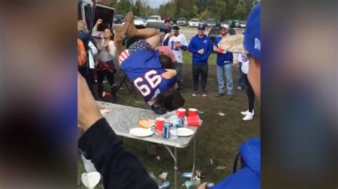 Watch A Tailgating Bills Fan Body Slam His Friend Through A Table Youtube