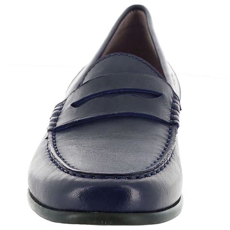 Array Womens Harper Navy Leather Penny Loafers Shoes 10 Narrow Aan