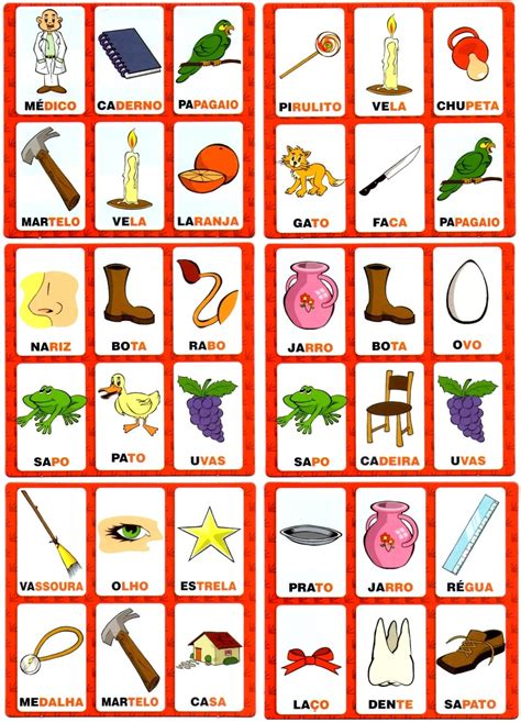 Atividades Alfabetização Jogos para Alfabetizar Bingo dos Sons Iníciais