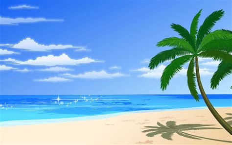 Vector Beach Palm Desktop Wallpaper Beach Cartoon Beach Wallpaper
