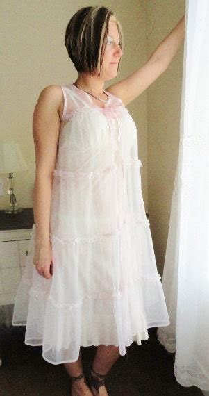 Vintage Sheer Negligee Sleeveless With Ruffles By Madmrsrochester