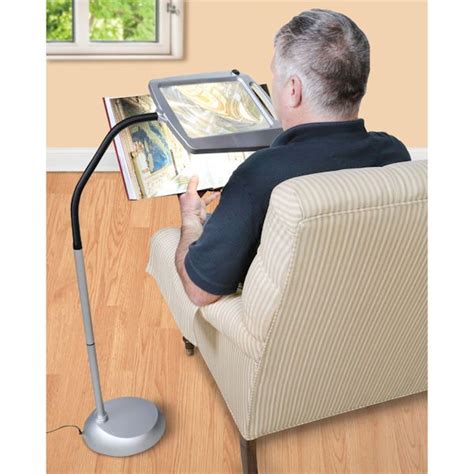 Adjustable Lighted Floor Standing Magnifier 3x Magnification Cool