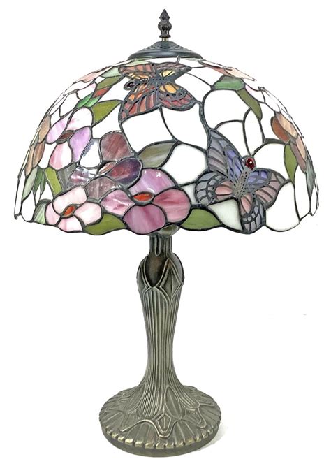 Lot Butterflies Stained Glass Table Lamp