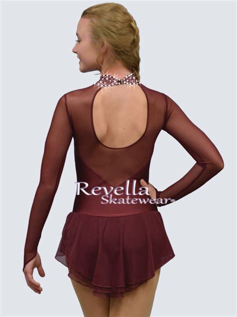Necklace Ice Skating Dress With Long Sleeves Revella Skatewear