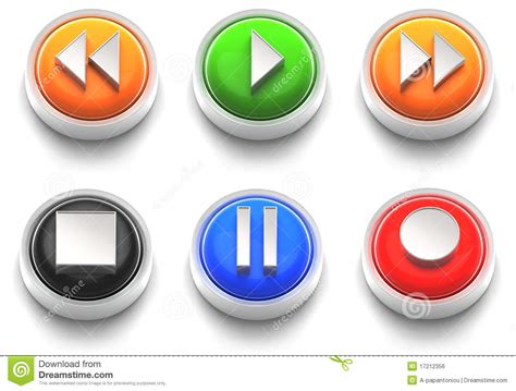 Button Icon Player Set Stock Illustration Illustration Of Circle