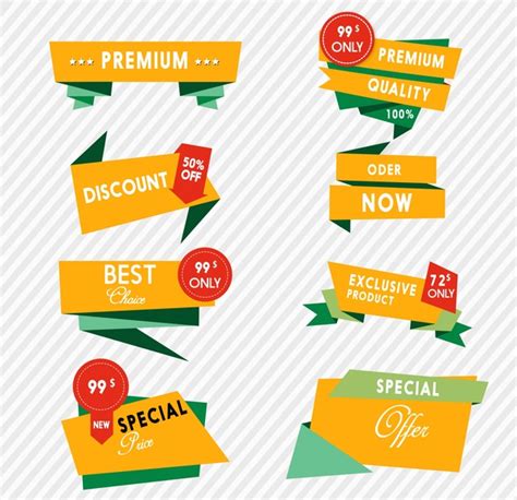 Product Promotion Label Design With Origami Styles Free Vector In Adobe