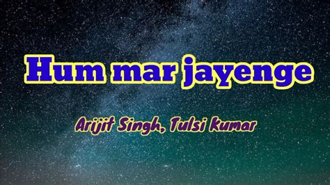 Hum Mar Jayenge Lyrics Aditya Roy Kapur Shraddha Kapoor Arjit