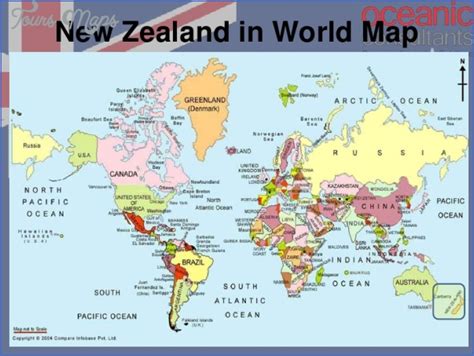 World Map Showing New Zealand